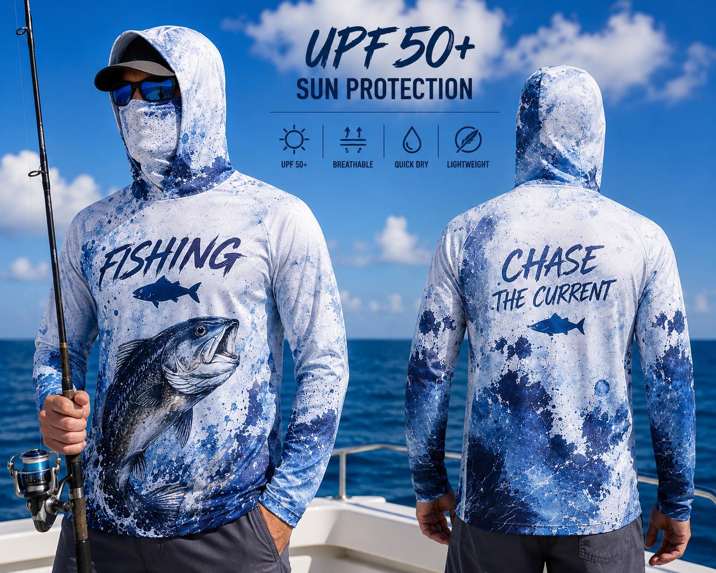 Fishing Hoodie Shirt Men Long  - Fishing Mask Sun Protection recension och pris