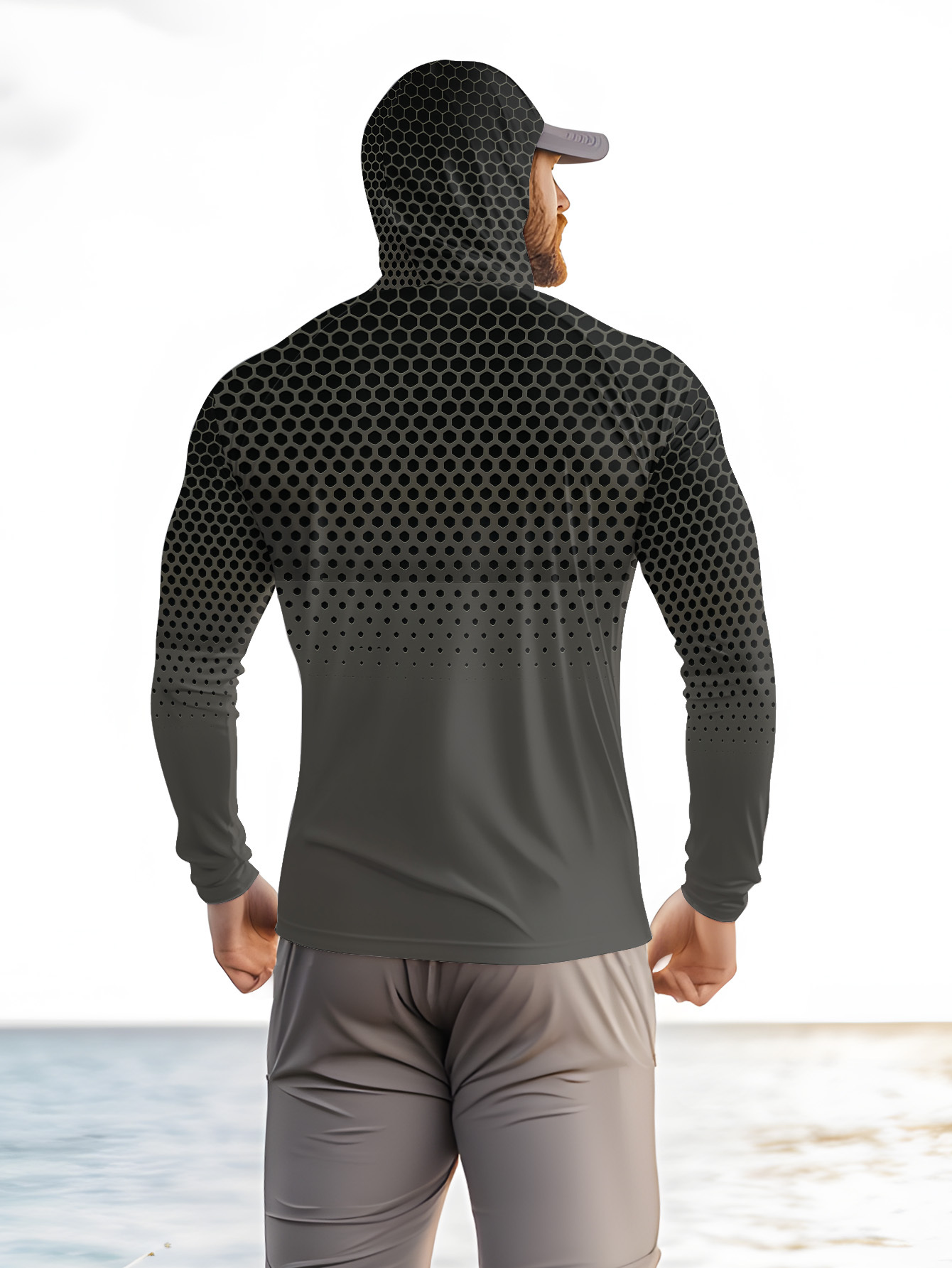 Grey Gradient Honeycomb Men Fi - Fishing Hoodie recension och pris